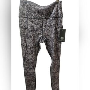 Scorpio Sol Black and Gray Animal Print Leggings, NWT